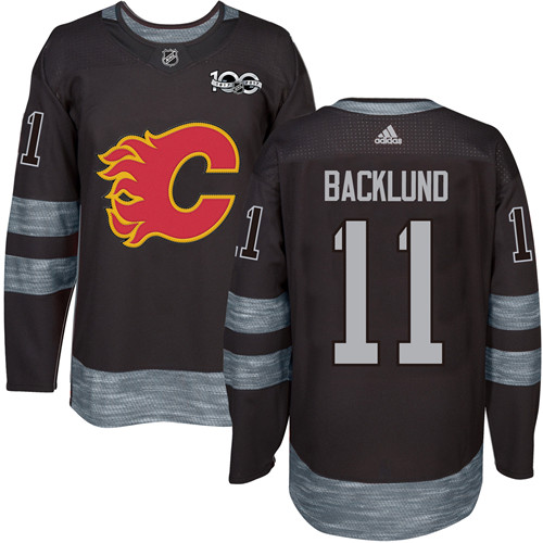 Adidas Flames #11 Mikael Backlund Black 1917-100th Anniversary Stitched NHL Jersey